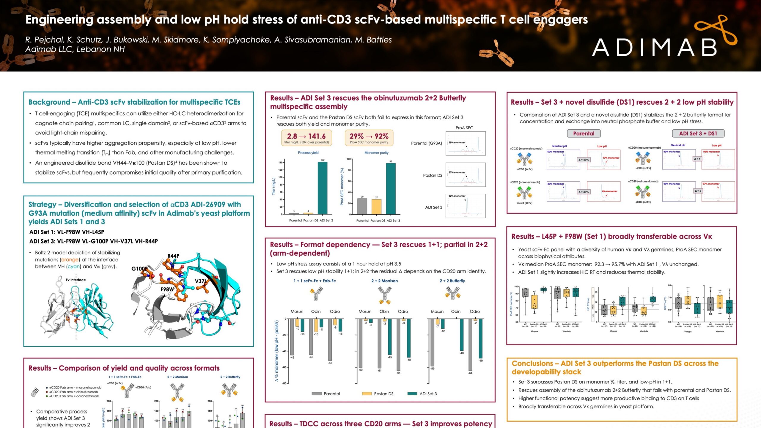 Engineering Assembly and Low pH Hold Stress of Anti-CD3 scFv-Based Multispecific T Cell Engagers